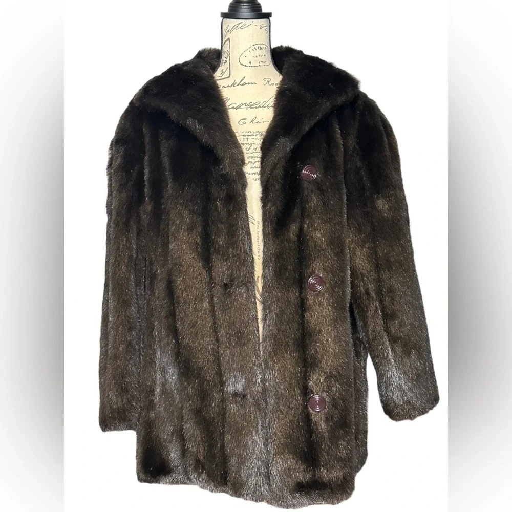 Jordache Made in USA Fully Lined Plush Faux Fur Coat Sz 10 Jordache tag attached